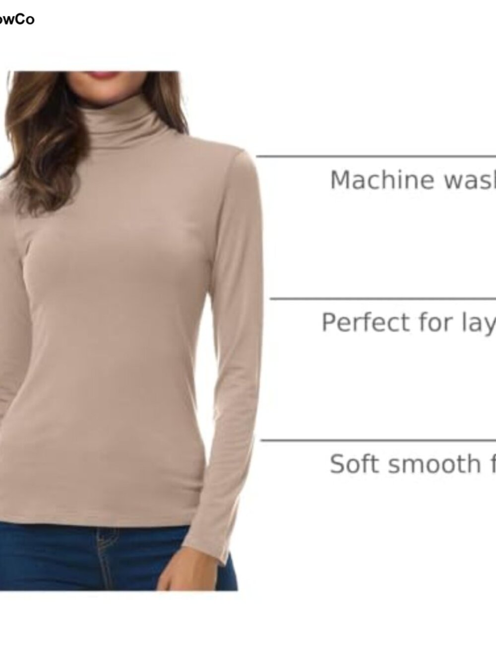 Turtleneck Long Sleeve Slim Lightweight Thermal Base Layer Top - Picture 3 of 6